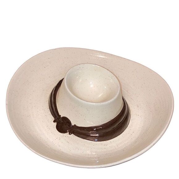 Large Vintage Western Cowboy Hat Chip and Dip Serving Bowl Dish Entertaining - Picture 1 of 7